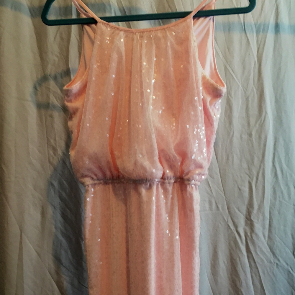 Pink sequined maxi dress